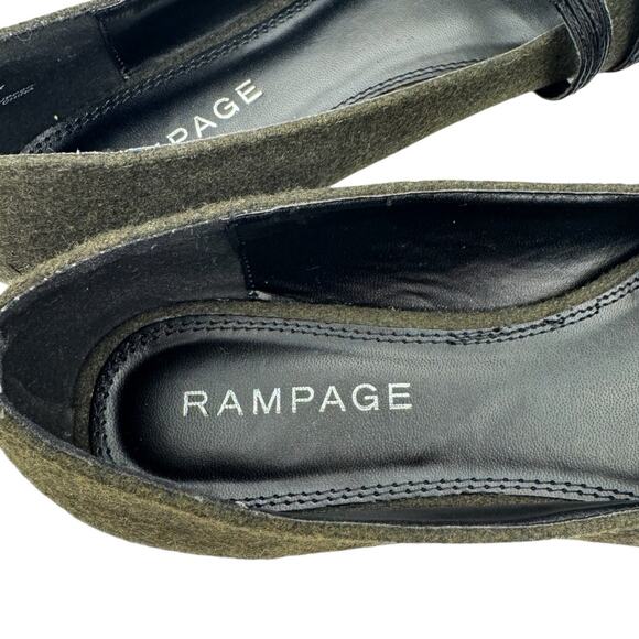 Rampage Safari Green Wool Strappy Button Pointed Toe Flats Sz 8.5 Comfort Trendy - Picture 7 of 12